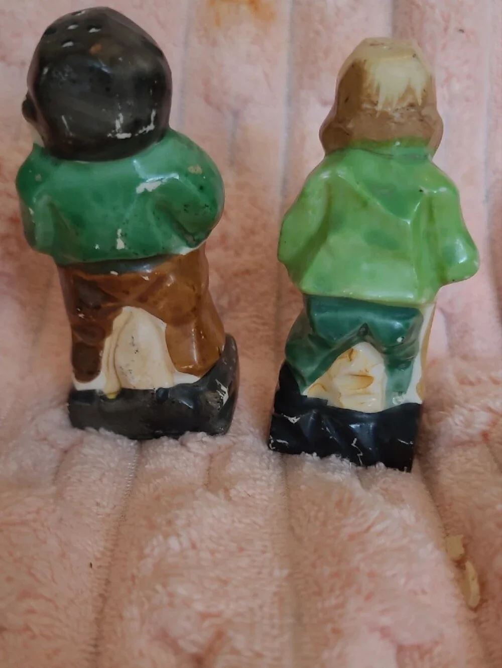 Vintage Old Men Hikers Miners Ceramic Salt and Pepper Shakers By Cubist.